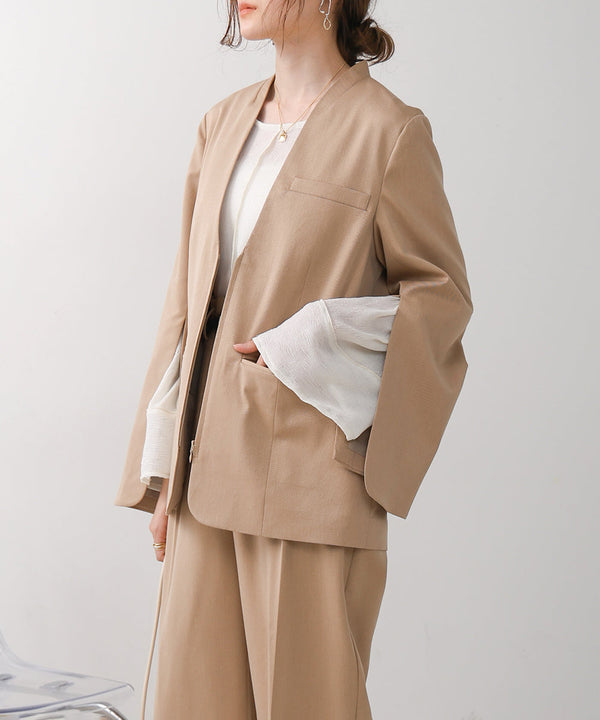 【オケージョンドレス/結婚式/2サイズ展開/SET ITEM/インナー付き/裏地付き】袖スリットジャケット