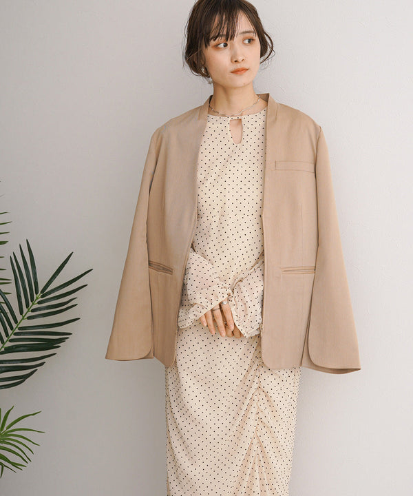 【オケージョンドレス/結婚式/2サイズ展開/SET ITEM/インナー付き/裏地付き】袖スリットジャケット