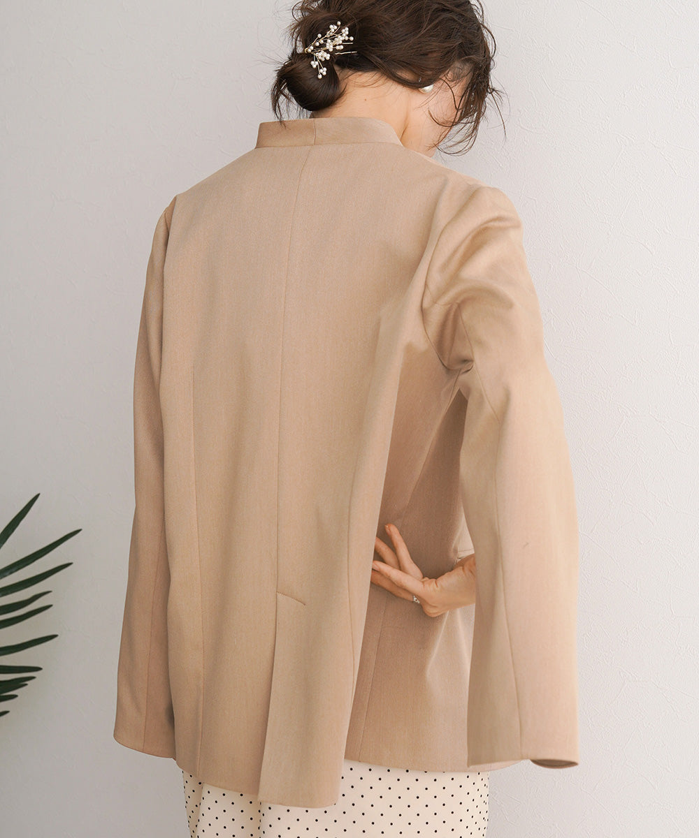 【オケージョンドレス/結婚式/2サイズ展開/SET ITEM/インナー付き/裏地付き】袖スリットジャケット