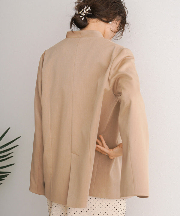【オケージョンドレス/結婚式/2サイズ展開/SET ITEM/インナー付き/裏地付き】袖スリットジャケット