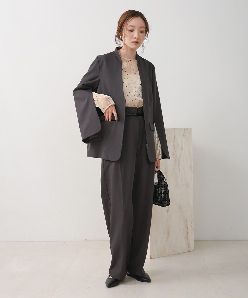 【オケージョンドレス/結婚式/2サイズ展開/SET ITEM/インナー付き/裏地付き】袖スリットジャケット