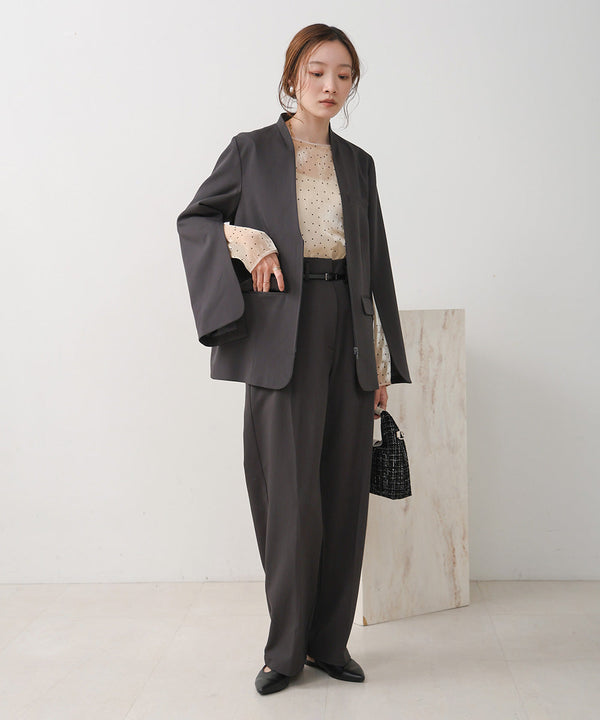 【オケージョンドレス/結婚式/2サイズ展開/SET ITEM/インナー付き/裏地付き】袖スリットジャケット