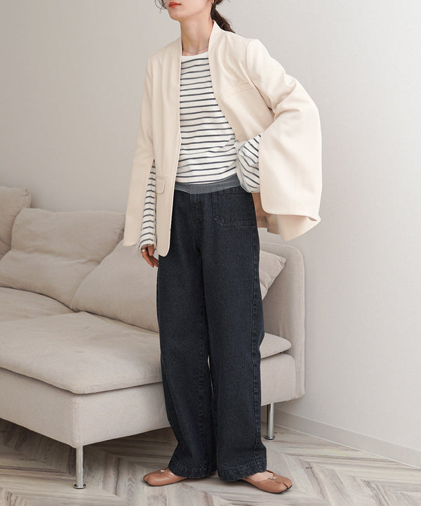 【オケージョンドレス/結婚式/2サイズ展開/SET ITEM/インナー付き/裏地付き】袖スリットジャケット