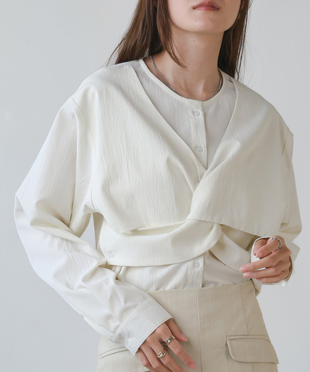 フロントねじりビスチェ風ブラウス