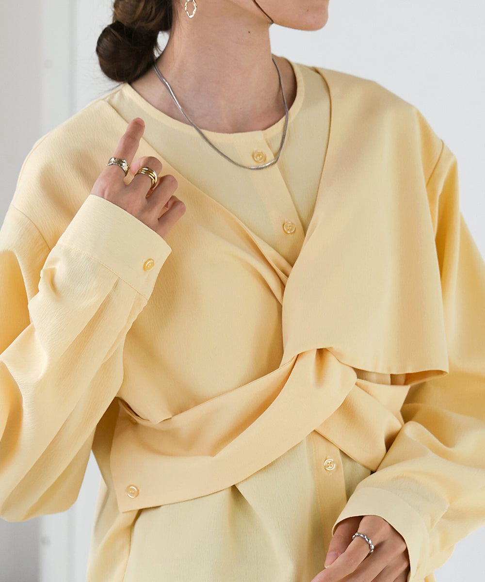 フロントねじりビスチェ風ブラウス