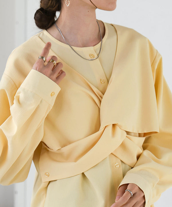 フロントねじりビスチェ風ブラウス