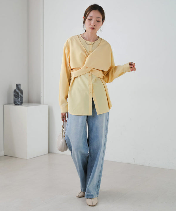 フロントねじりビスチェ風ブラウス