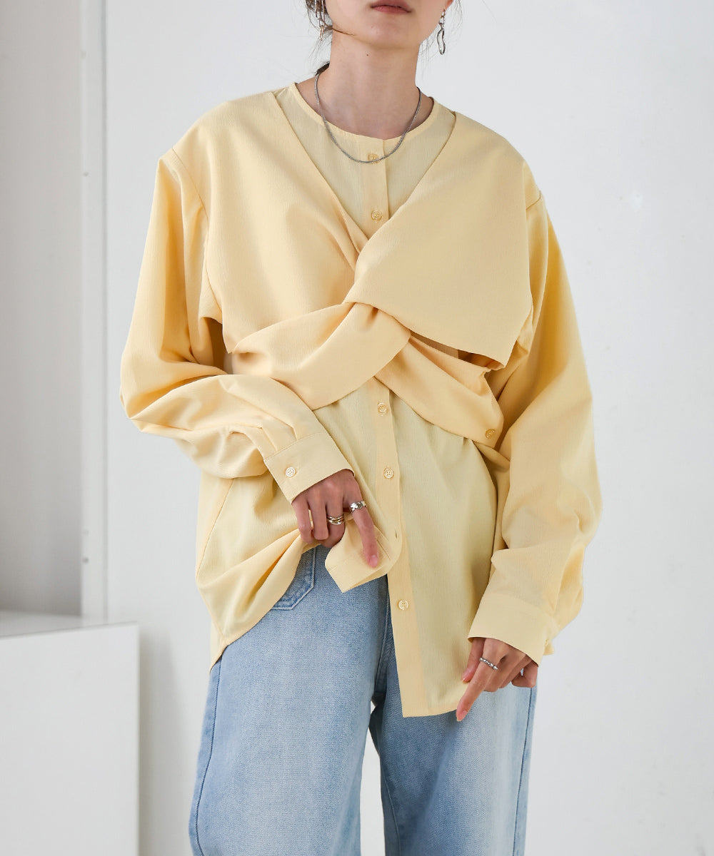 フロントねじりビスチェ風ブラウス