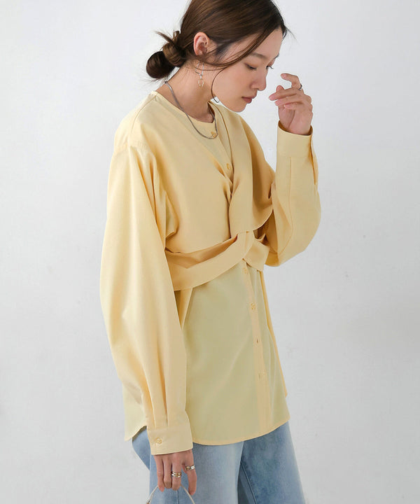 フロントねじりビスチェ風ブラウス