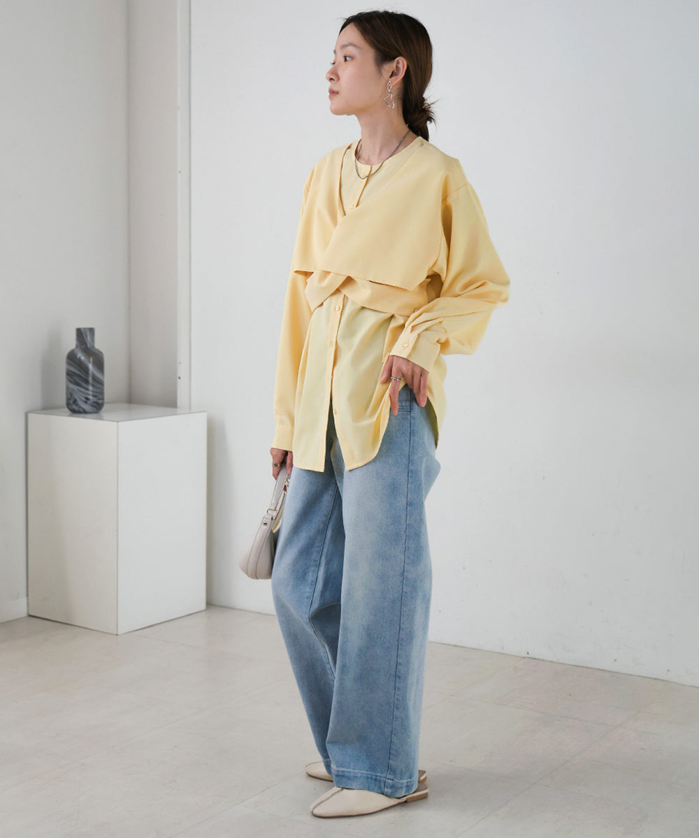 フロントねじりビスチェ風ブラウス