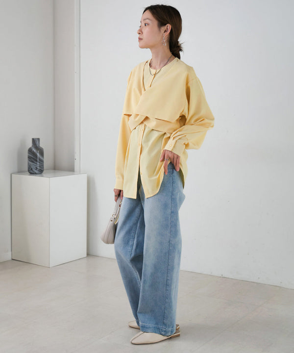 フロントねじりビスチェ風ブラウス