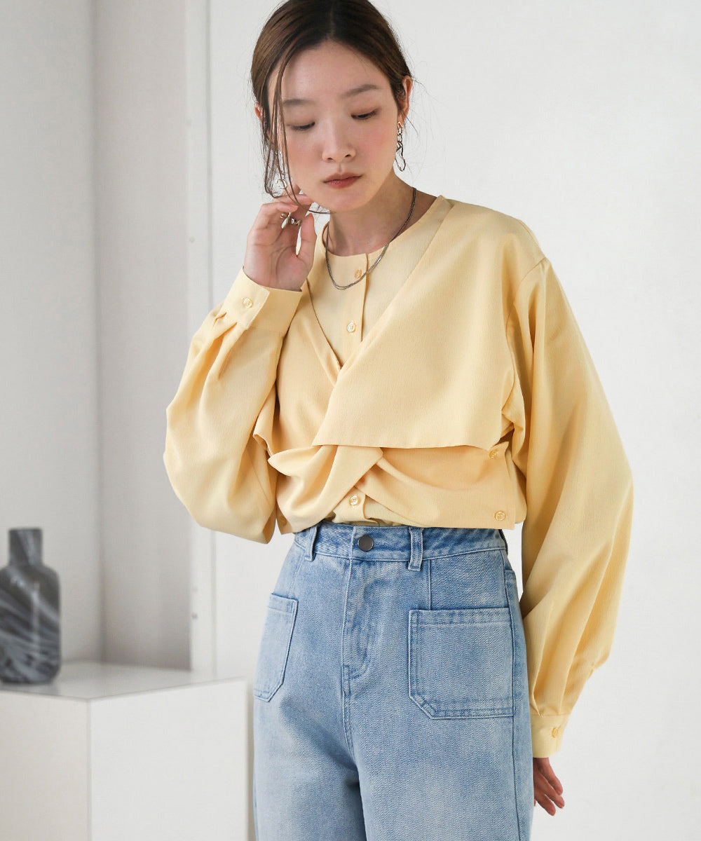 フロントねじりビスチェ風ブラウス