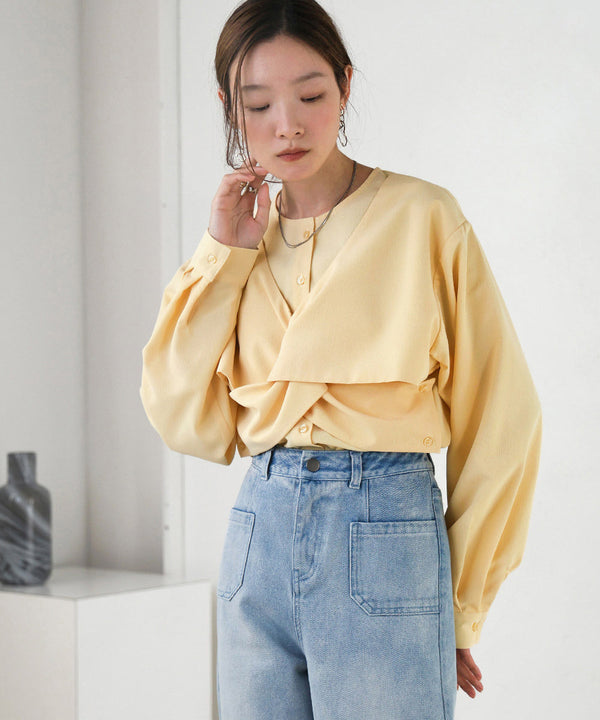 フロントねじりビスチェ風ブラウス