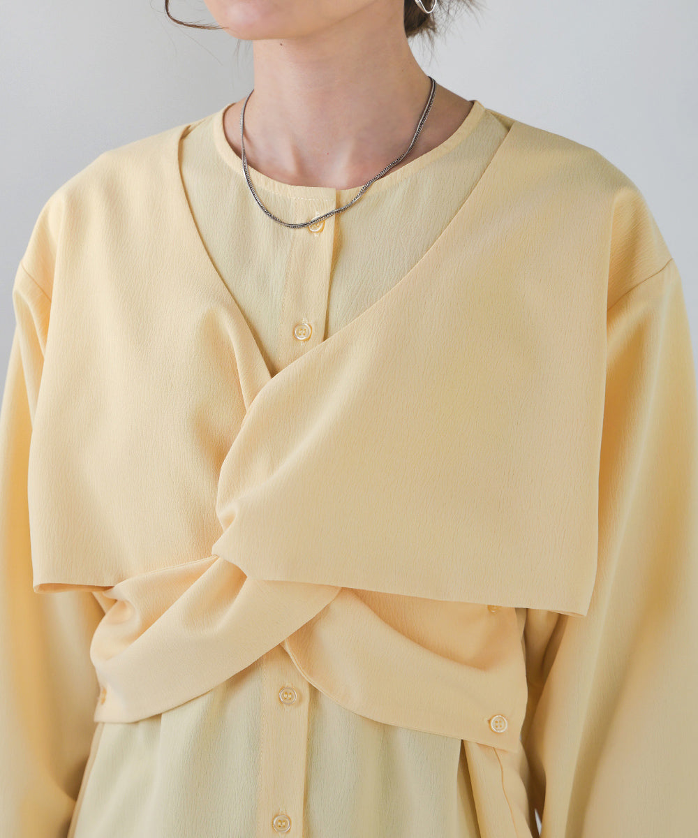 フロントねじりビスチェ風ブラウス