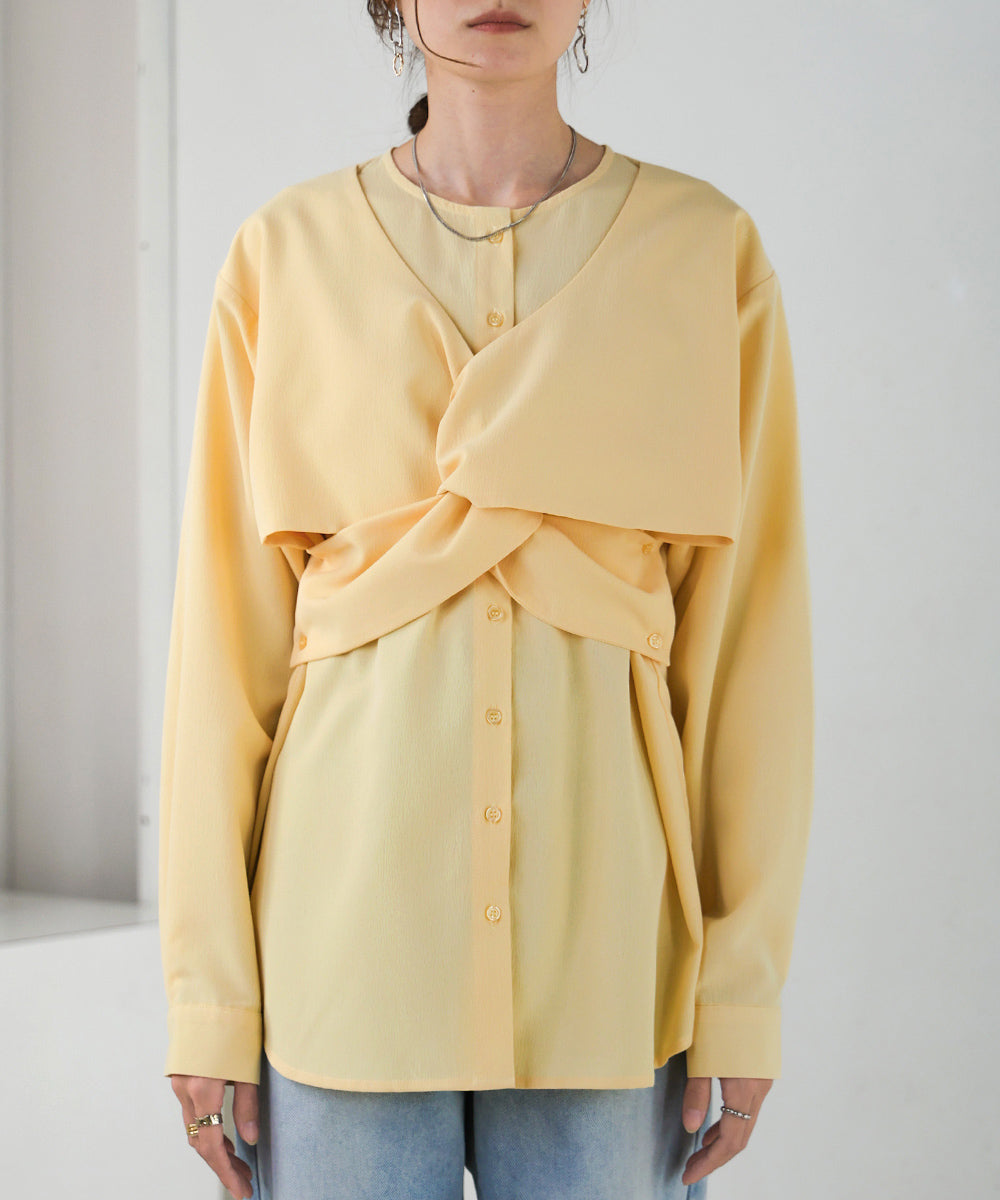 フロントねじりビスチェ風ブラウス