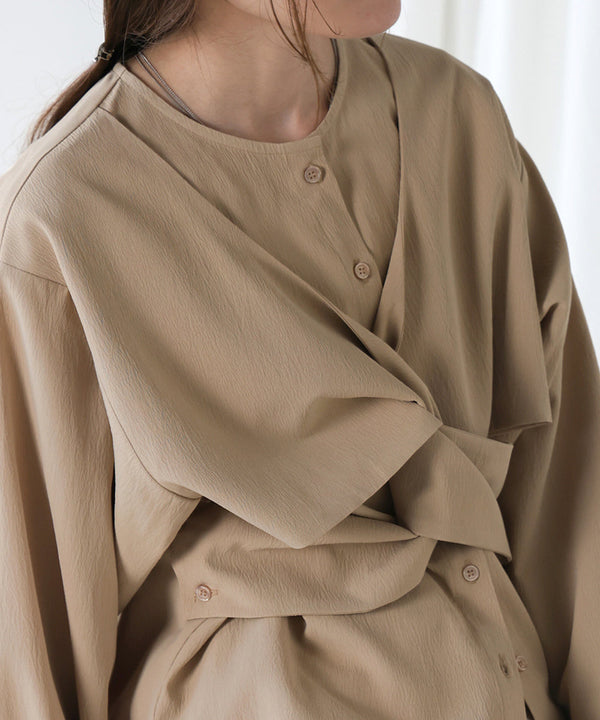 フロントねじりビスチェ風ブラウス