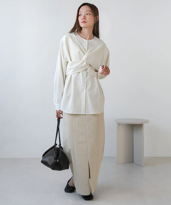 フロントねじりビスチェ風ブラウス