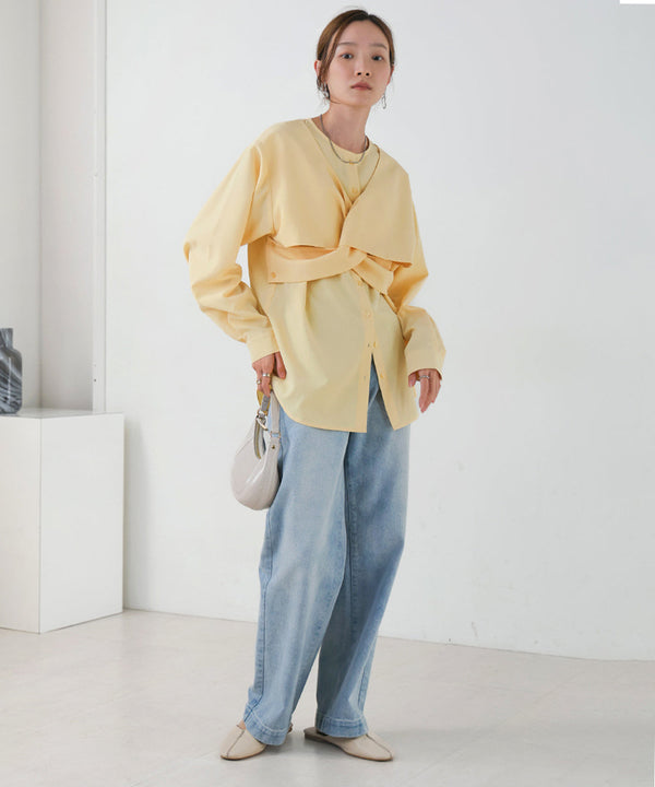 フロントねじりビスチェ風ブラウス