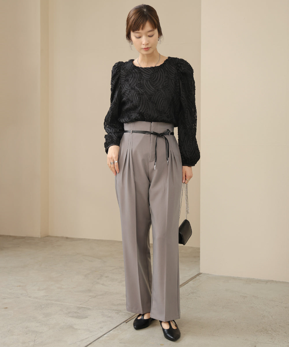 【オケージョン】HIGH WAISTED SLACKS WITH BELT