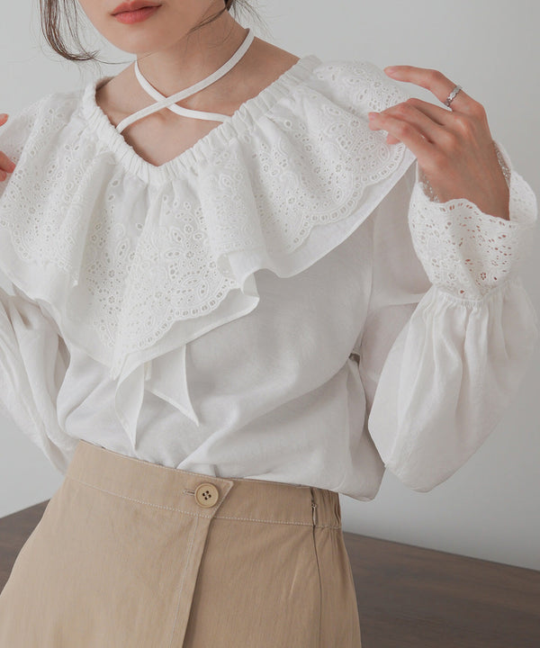 BIG COLLAR LACE BLOUSE