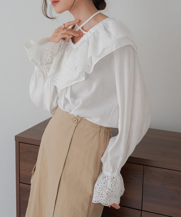 BIG COLLAR LACE BLOUSE