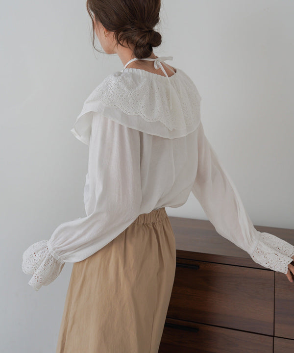 BIG COLLAR LACE BLOUSE
