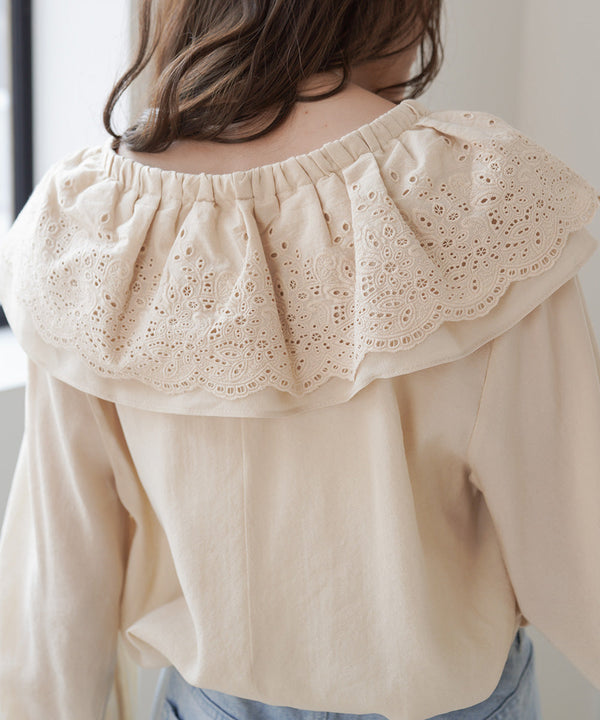 BIG COLLAR LACE BLOUSE