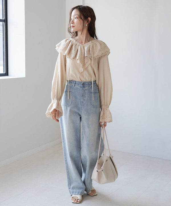BIG COLLAR LACE BLOUSE