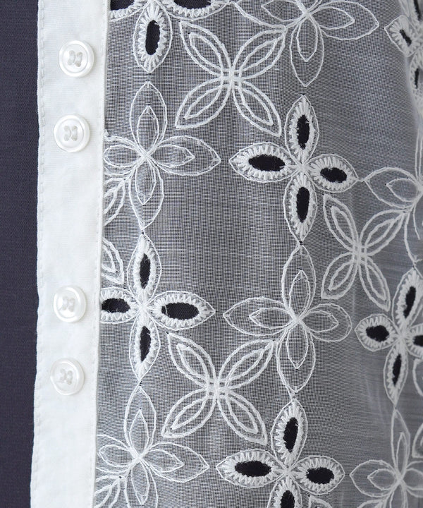 フロント刺繍レースブラウス