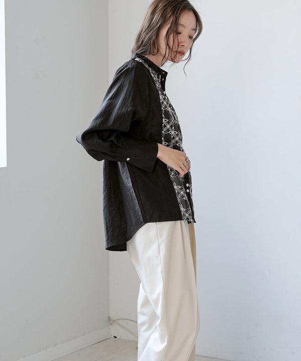 フロント刺繍レースブラウス