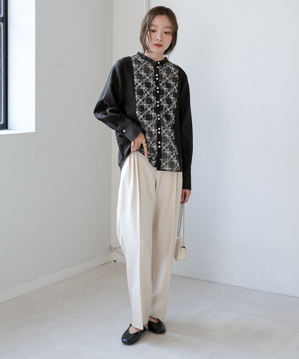 フロント刺繍レースブラウス