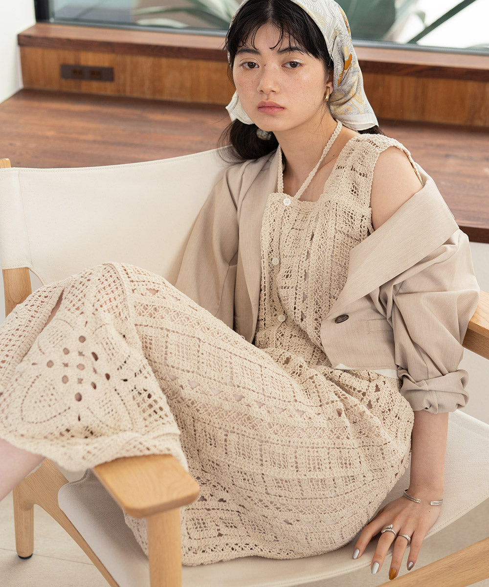 【低身長向けサイズあり】クロシェ前後2WAYワンピース