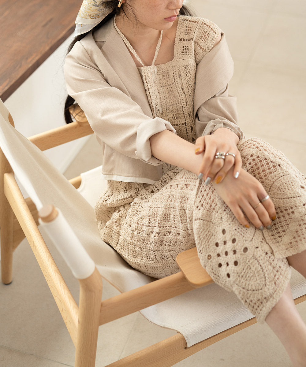 【低身長向けサイズあり】クロシェ前後2WAYワンピース