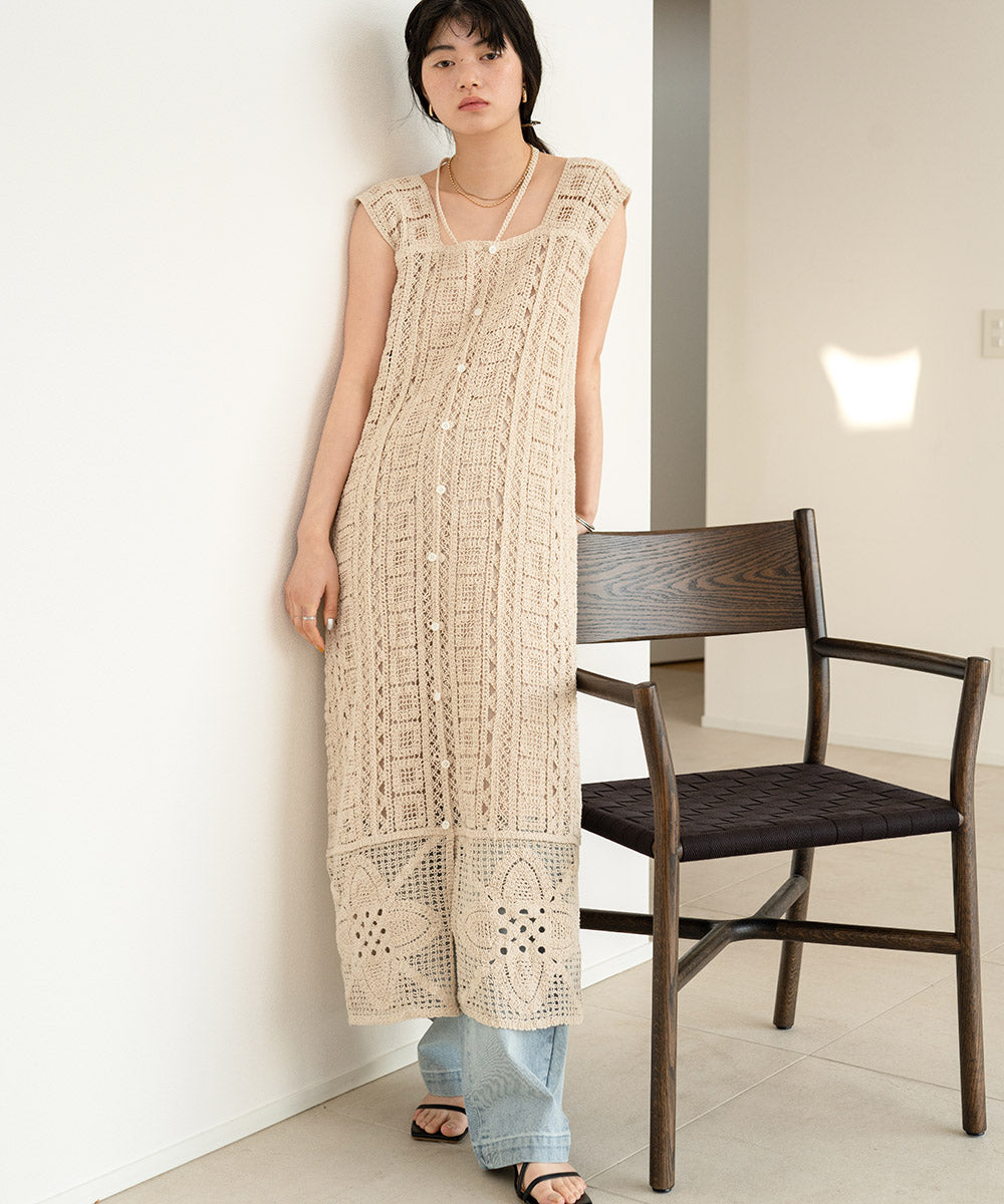 【低身長向けサイズあり】クロシェ前後2WAYワンピース