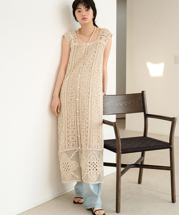 【低身長向けサイズあり】クロシェ前後2WAYワンピース