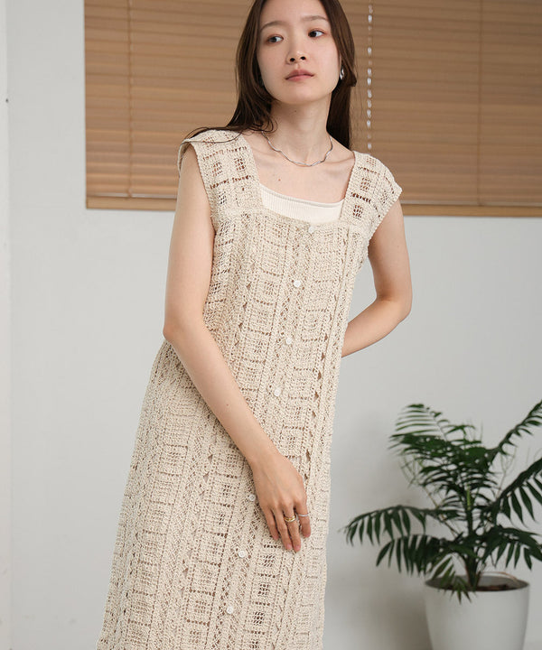 【低身長向けサイズあり】クロシェ前後2WAYワンピース