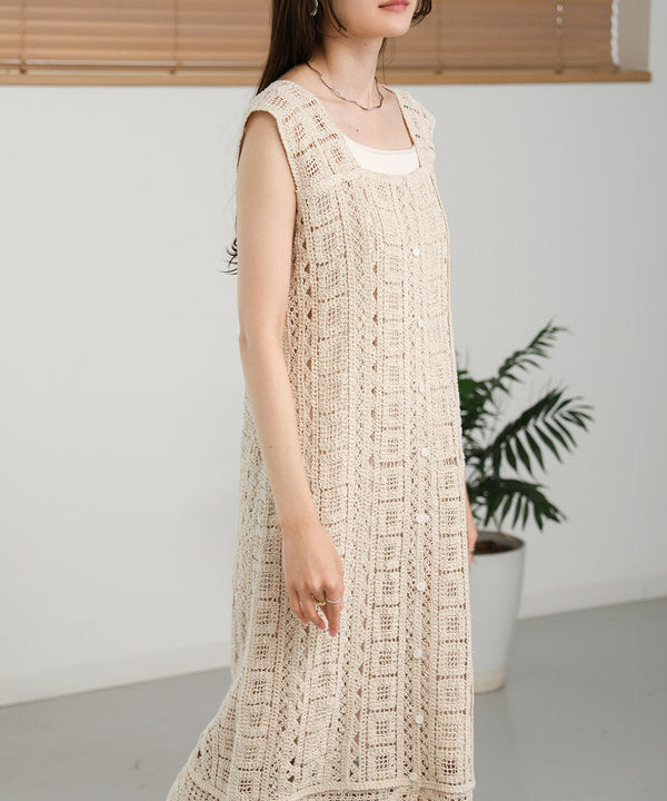 【低身長向けサイズあり】クロシェ前後2WAYワンピース