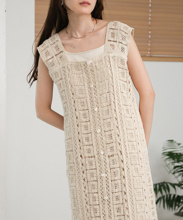 【低身長向けサイズあり】クロシェ前後2WAYワンピース