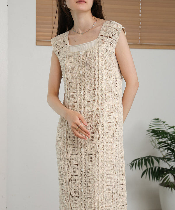 【低身長向けサイズあり】クロシェ前後2WAYワンピース