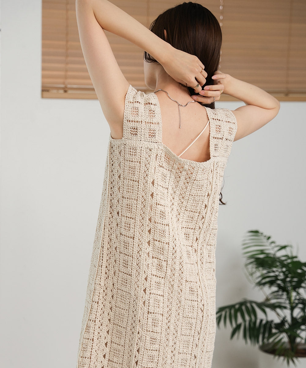 【低身長向けサイズあり】クロシェ前後2WAYワンピース