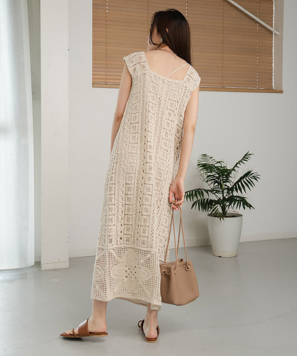 【低身長向けサイズあり】クロシェ前後2WAYワンピース