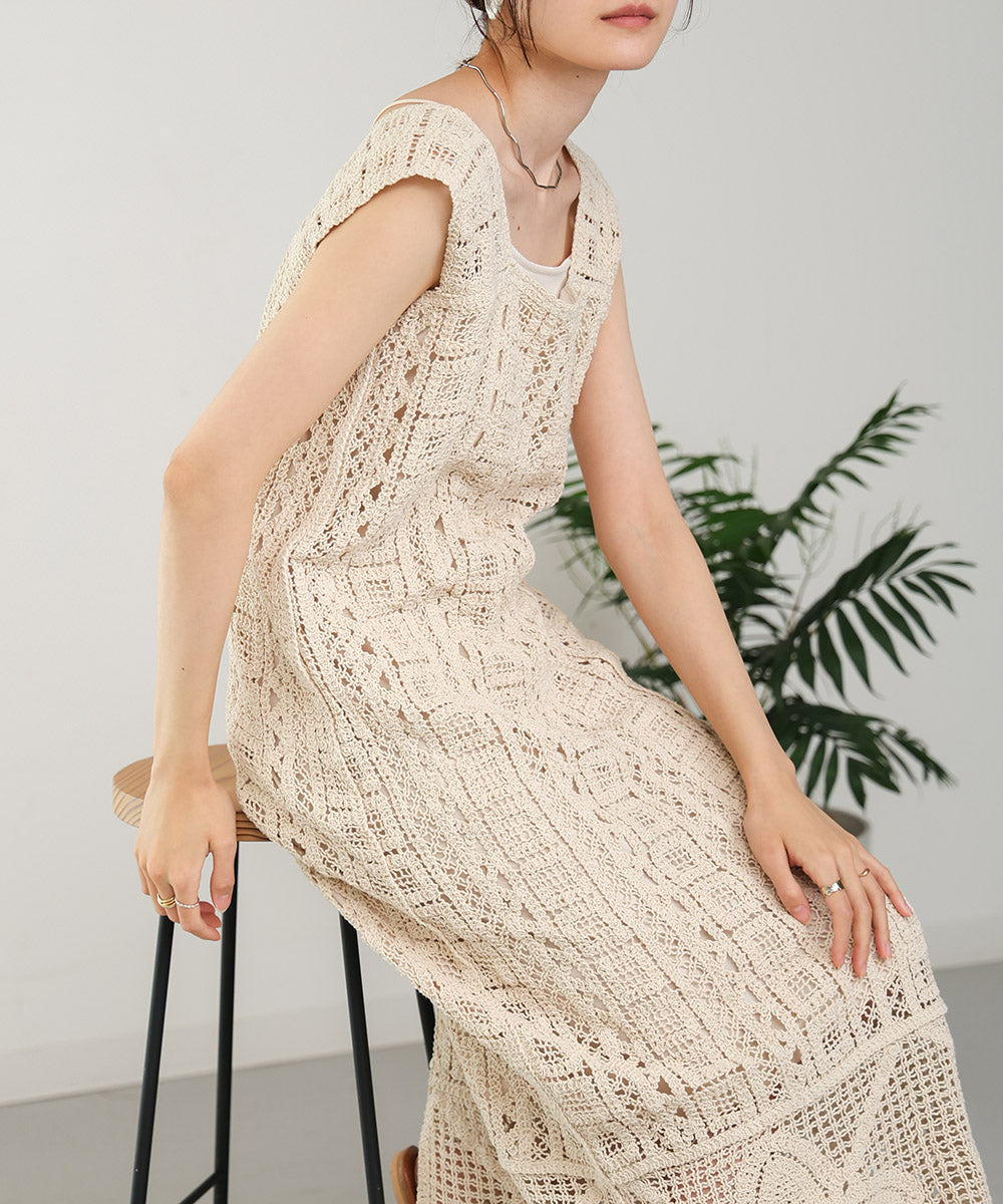 【低身長向けサイズあり】クロシェ前後2WAYワンピース