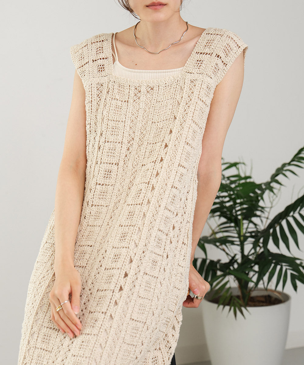 【低身長向けサイズあり】クロシェ前後2WAYワンピース