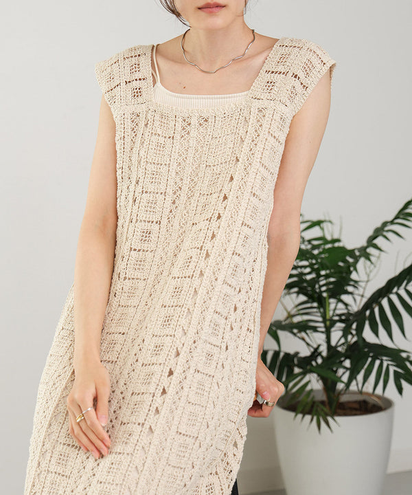 【低身長向けサイズあり】クロシェ前後2WAYワンピース