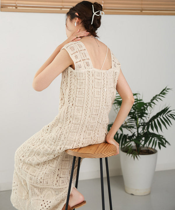 【低身長向けサイズあり】クロシェ前後2WAYワンピース