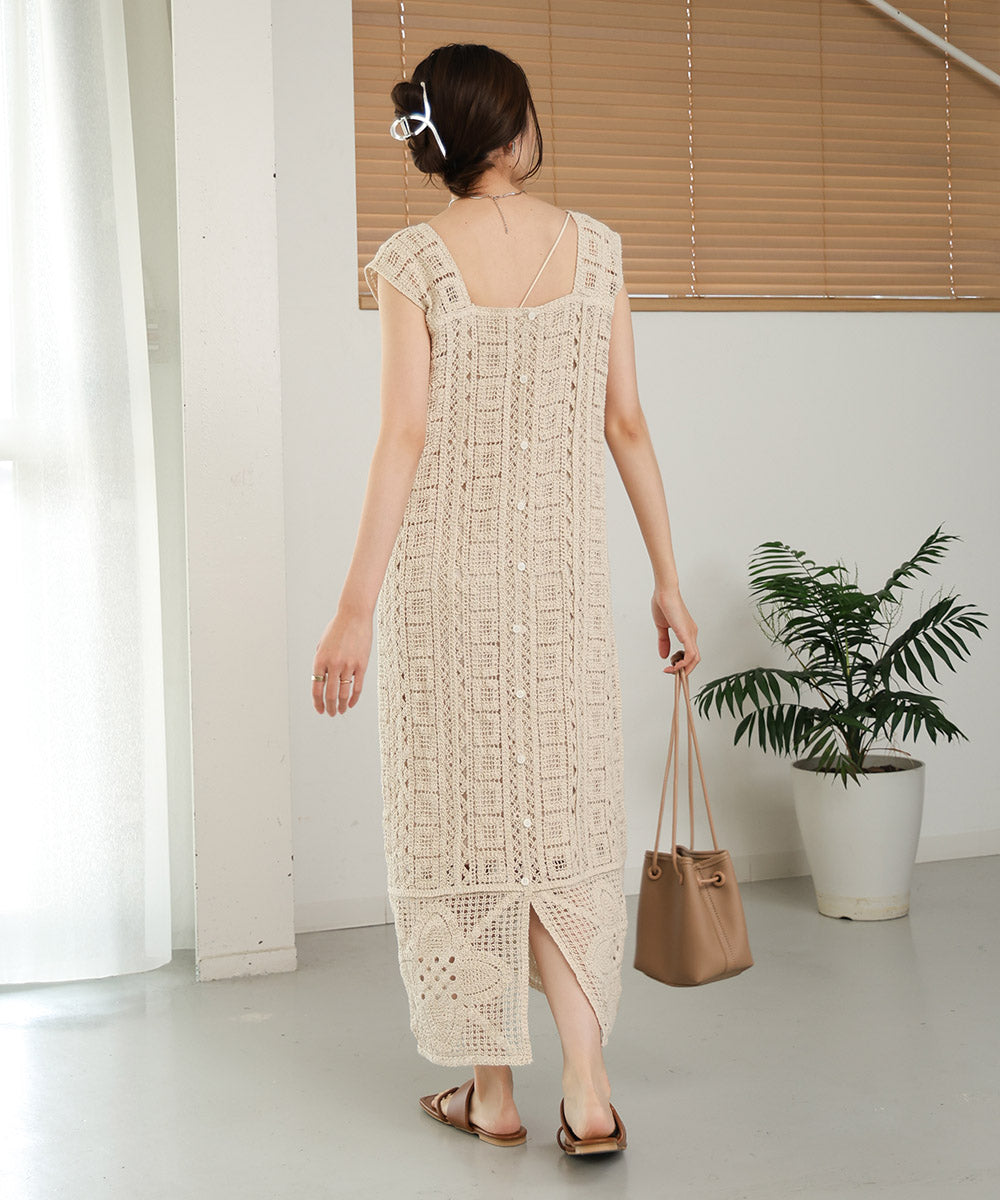 【低身長向けサイズあり】クロシェ前後2WAYワンピース