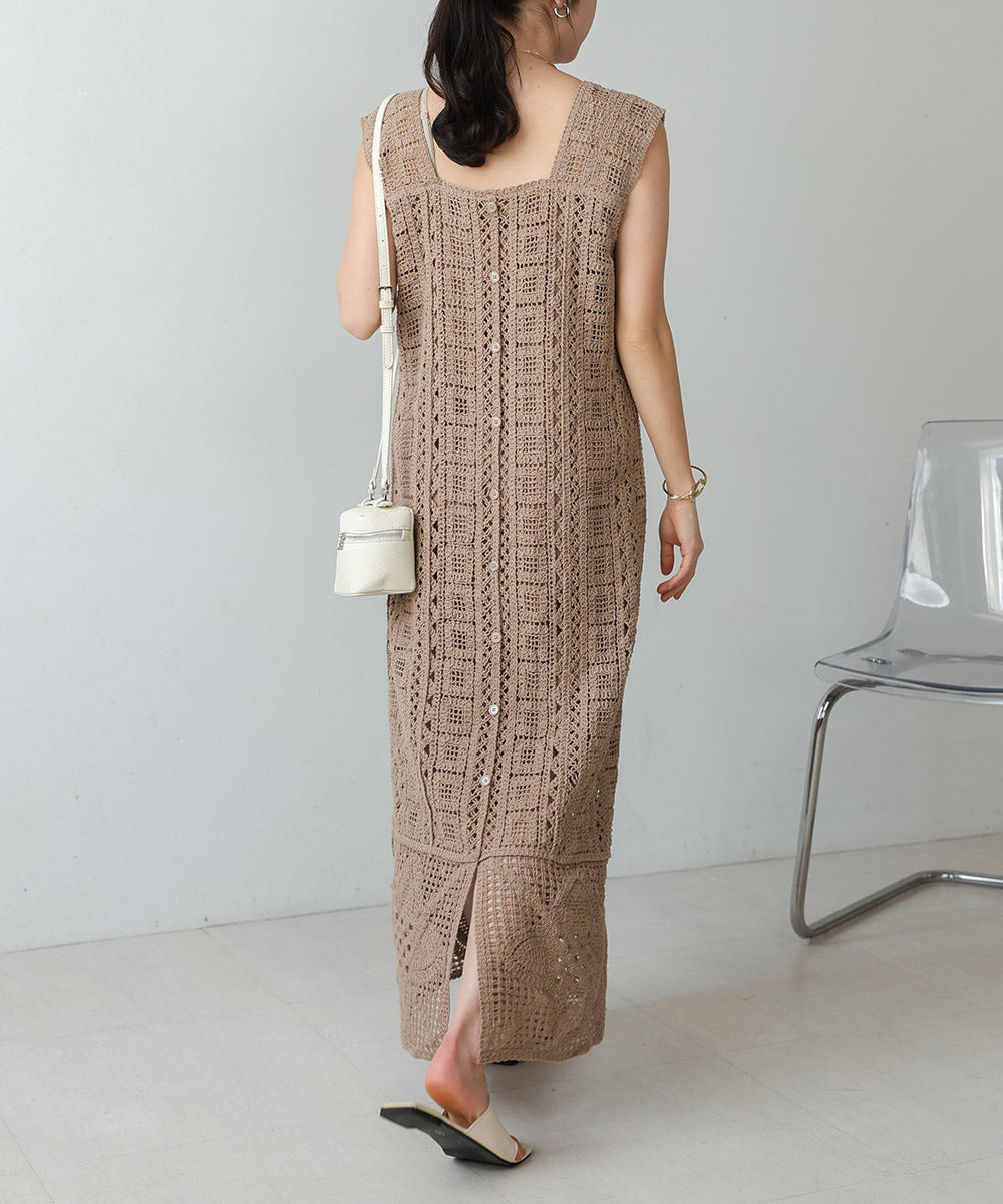 【低身長向けサイズあり】クロシェ前後2WAYワンピース