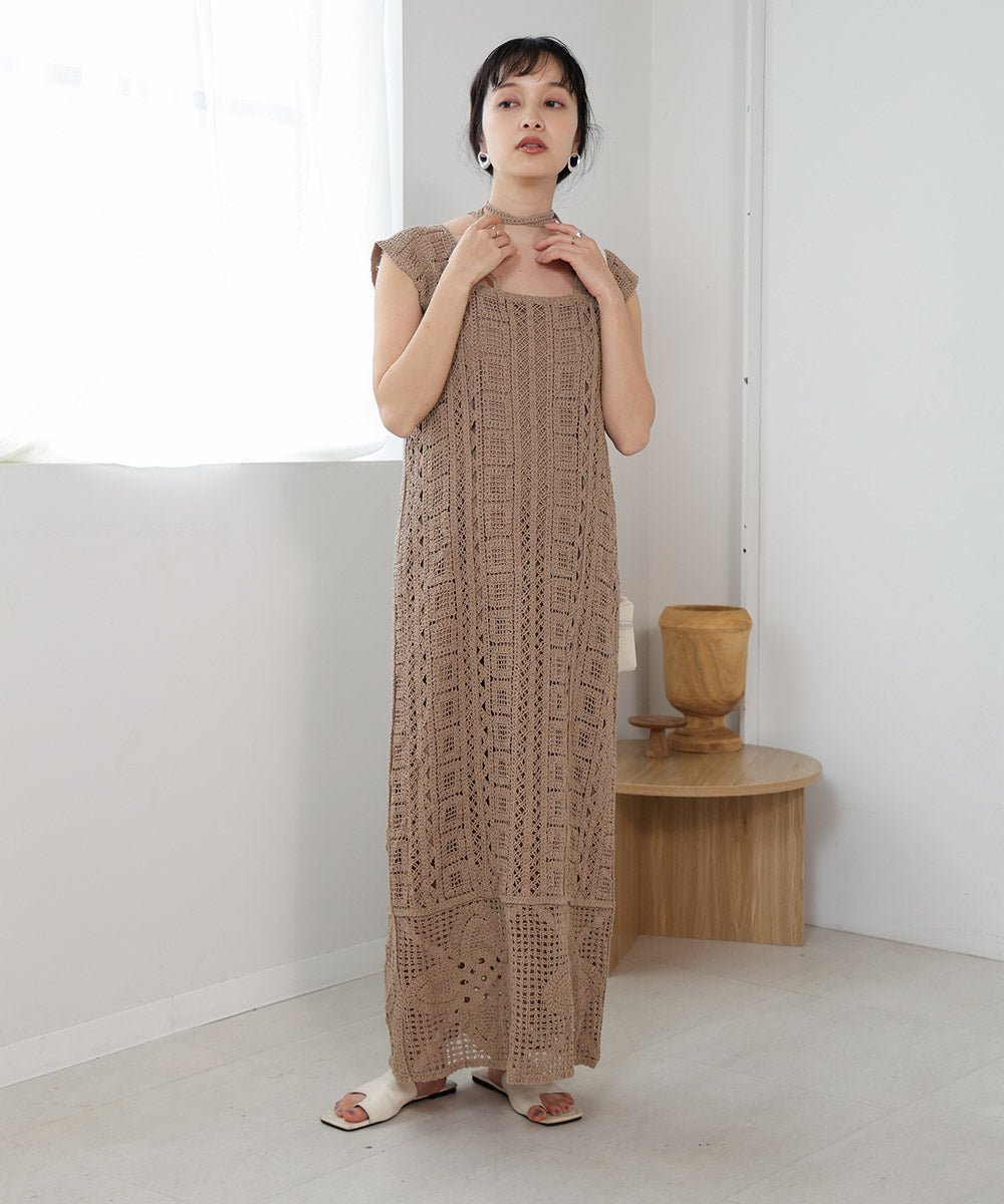 【低身長向けサイズあり】クロシェ前後2WAYワンピース