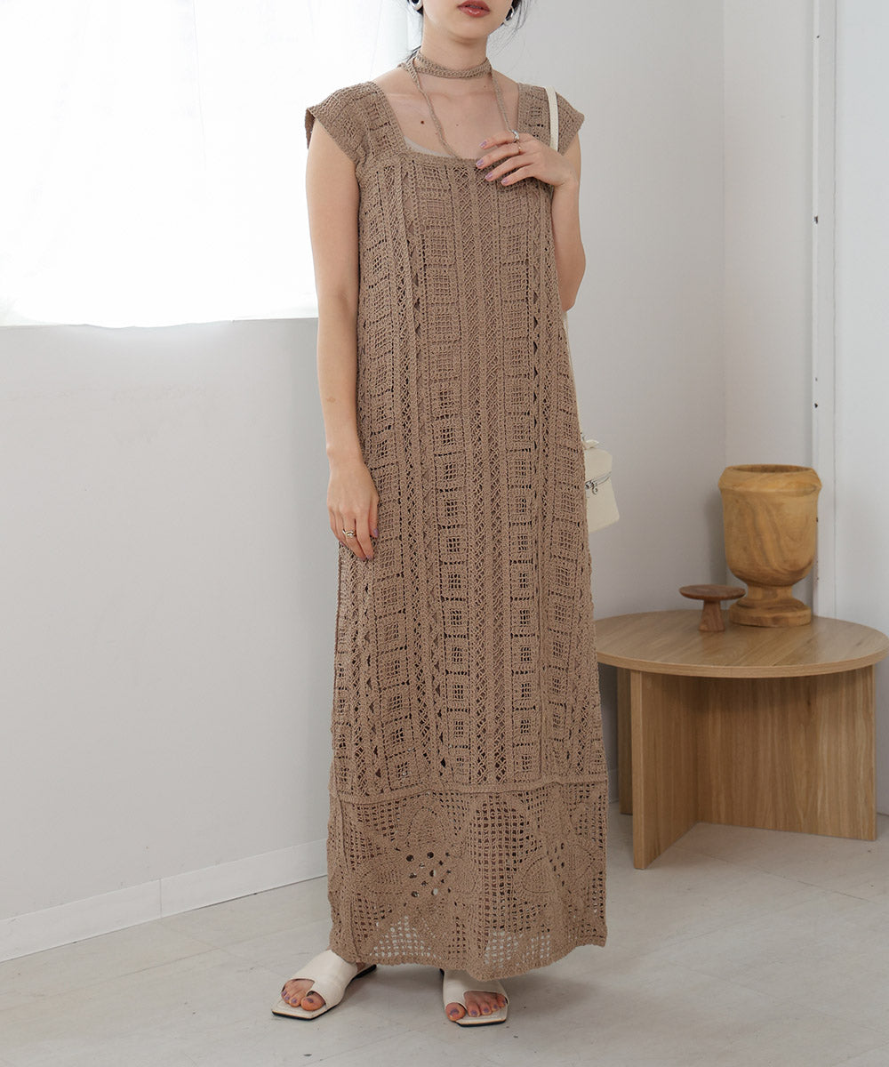 【低身長向けサイズあり】クロシェ前後2WAYワンピース