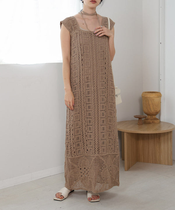 【低身長向けサイズあり】クロシェ前後2WAYワンピース